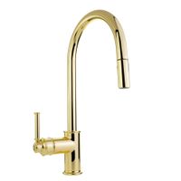 CUCINA ERMITAGE MINI См-ль д/кухни моноком., с вытяжной лейкой, ручка сбоку латунь, золото арт-31528 — фото 1, Смесители для кухни