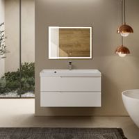 "S3" тумба под умывальник подвесная 100 см., цвет белый глянец. арт-AQM900310WH — фото 1, Тумбы под раковину