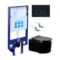 (рама AQUATEK Standard INS-0000020+ крепеж KKI-0000002+клавиша KDI-0000020+унитаз AQ2004-MB с тонким сиденьем soft-close арт-SET AQUATEK МИЯ-MB-020 4в1 — фото 10, Комплекты унитаз + инсталляция