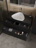 Orange Line Li-100TubMDF+B07-500W тумба с раковиной подвесная 100 см, черный/белый Li-100TubMDF+B07-500W — фото 4, Тумбы с раковиной