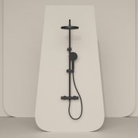 Душевая стойка Sancos Teo c термостатом, с регулировкой по высоте, цвет черный матовый, арт. SC11001MB — фото 2, Душевые стойки