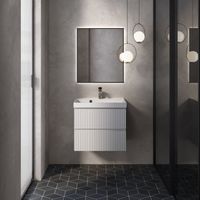 "S1" тумба под умывальник подвесная 60 см., цвет белый глянец. арт-AQM900160WH — фото 1, Тумбы под раковину