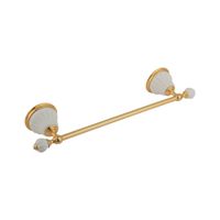 OLIVIA Полотенцедержатель, L44 см, керамика белая, золото 17469 — фото 1, Полотенцедержатели