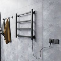 Полотенцесушитель электрический ВИД 81-10 ПРОФИЛЬНЫЙ 600х500, скр.монтаж, СНШ, черный матовый(RAL 9005), (Ferrum, равномерные перкаладины), Маргроид арт-8110p-6050-1081-9005R — фото 3, Электрические полотенцесушители