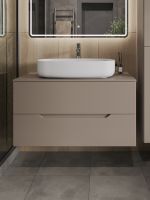 Orange Line Li-100TuLMDF+B07-675W тумба с раковиной подвесная 100 см, латте/белый Li-100TuLMDF+B07-675W — фото 3, Тумбы с раковиной