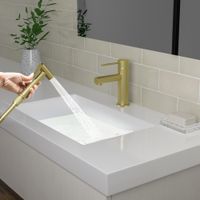 Смеситель для раковины с гигиеническим душем Timo Saona 2360/17G золото матовое — фото 2, Смесители для раковины