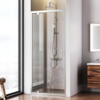 W90G-90-1P-MT Gem дверь душевая распашн 90x195,серебро, стекло прозрачн — фото 4, Распашные душевые двери