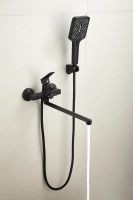 Смеситель для ванны однорычажный с длинным изливом и душем BELZ, черный арт-B22715-7 — фото 7, Смеситель для ванны