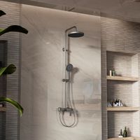 Душевая стойка с изливом, вороненая сталь арт-VSFS-413GM — фото 3, Душевые стойки