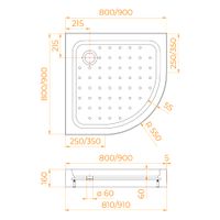 Душевой поддон полукруглый RGW LUX/TN-P 90x90, акриловый, белый, арт-16180499-41 — фото 9, Акриловые душевые поддоны