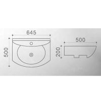 Раковина Azario 64,5х50х20, подвесная, белая арт-AZ-4196 — фото 2, Раковины подвесные