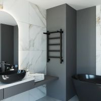 Полотенцесушитель электрический Grota Lore 430х800 черный Lore 430х800 RAL9005 EL — фото 2, Электрические полотенцесушители