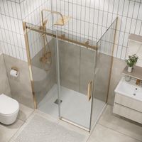 Душевое ограждение Grossman Classic 100.K33.04.160.32.00-200.K33.04.90.32.00 (160х90х195) раздвижная,золото сатин,стекло прозрачное,2 места арт-120.K33.04.1690.32.00 — фото 3, Прямоугольные душевые уголки