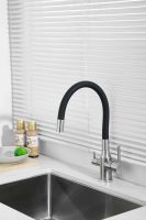 Смеситель для кухни с гибким изливом и подключением фильтра BELZ, сатин, черный, арт-B76814-1 — фото 2, Смесители для кухни