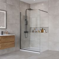 Душевая перегородка BelBagno Kraft 120 см, профиль черный матовый, стекло прозрачное, арт-KRAFT-L-1-120-C-NERO — фото 2, Душевые перегородки