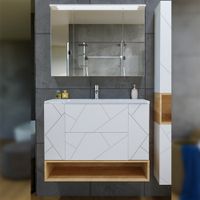 Комплект мебели для ванной Бриклаер КРИСТАЛЛ 80ZB, белый/дуб бунратти — фото 1, Комплекты мебели для ванной