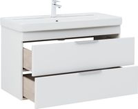 Тумба с раковиной Aquanet Ирис new 100 подвесная 2 ящ. цв. белый глянец 00342095 — фото 7, Тумбы с раковиной