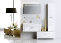 Напольная дополнительная тумба с одним ящиком в белом глянцевом цвете. арт-Inf.03.10 — фото 1, Тумбы с раковиной