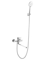 Товар: Agger Easy смеситель для ванны однорычажный универсальный с душевым набором, сатин матовый арт-A3121122 - фото 2 Agger Easy смеситель для ванны однорычажный универсальный с душевым набором, сатин матовый арт-A3121122 — фото 2, Смеситель для ванны