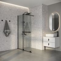 Душевая перегородка Niagara Nova (100х200) черный матовый,раздвижная,стекло прозрачное,1 место арт-NG-671-10BLACK — фото 2, Душевые перегородки