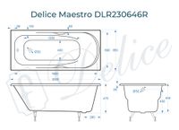 Ванна чугунная Delice Maestro 200х85 с отверстиями под ручки DLR230646R — фото 3, Чугунные ванны