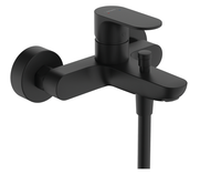 Смеситель для ванны и душа, Hansgrohe, Rebris S, 2 режима расхода воды, тип открывания воды-однорычажный, тип регулирования воды-керамический картридж, монтаж-настенный, отверстия для монтажа-2, вынос излива, мм-173, регулируемое ограничение температуры, дивертер с переключателем вакуумного типа, подходит для проточных водонагревателей, 2 режима расхода воды, цвет-черный матовый арт-72443670 — фото 1, Смеситель для ванны