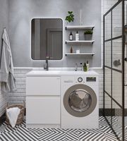 Товар: Тумба напольная "МАРСАЛ-60" под стиральную машину с 2-я ящ. белая (ум. МАРСАЛ-120) 121203 - фото 2 Тумба напольная "МАРСАЛ-60" под стиральную машину с 2-я ящ. белая (ум. МАРСАЛ-120) 121203 — фото 2, Комоды и тумбы для ванной комнаты