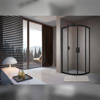 Товар: Душевой уголок Terminus Соренто четверть круга 100х100х200, черный 6ES100х100B - фото 1 Душевой уголок Terminus Соренто четверть круга 100х100х200, черный 6ES100х100B — фото 1, Душевые уголки четверть круга