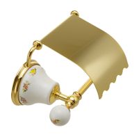 PROVANCE Бумагодержатель закрытый (с крышкой), керамика с декором/золото 17688 — фото 1, Держатели туалетной бумаги