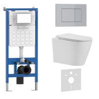 Комплект 3в1 IBERICA BLANCA инсталляция SILENCIO, унитаз BURGOS ALTO белый, кнопка смыва ESTI-S хром матовый (IB001.BRA.234.853) — фото 1, Комплекты унитаз + инсталляция