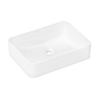 Раковина, Hansgrohe, Xuniva Q, ширина, мм-550, глубина, мм-400, высота, мм-130, тип установки-накладной (настольный), отверстия для смесителя-отсутствуют, без перелива, материал-керамика, крепления в комплекте, цвет-белый арт-60168450 — фото 1, Раковины накладные