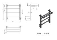 Полотенцесушитель электрический Grota Lore 530х600 черный Lore 530х600 RAL9005 EL — фото 4, Электрические полотенцесушители