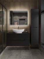 Orange Line Li-100TubMDF+B08-585W тумба с раковиной подвесная 100 см, черный/белый Li-100TubMDF+B08-585W — фото 5, Тумбы с раковиной