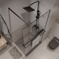 Душевая перегородка Niagara Nova (120х195) черный матовый,стекло прозрачное,с полкой,1 место арт-NG-670-12ВLACK — фото 4, Душевые перегородки