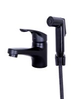 OneLife смеситель для раковины однорычажный полимерный с гигиеническим набором, черный арт-P01-022b — фото 1, Смесители для раковины