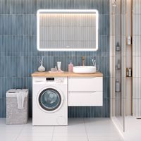 Тумба подвесная NORDIC 60 /левая/ со столешницей из массива 122 см под накладную раковину /AQUA DE MARCO 5060CNOR122/H/L — фото 11, Тумбы под раковину