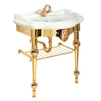 Комплект консоль BELLA напольная 73 см. с решеткой золото, раковина IMPERO керамика белая 31214 — фото 1, Консоли для раковины