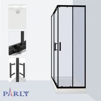 Душевой уголок Parly 100х70 см, с поддоном, профиль черный, стекло прозрачное арт-QZ71B N — фото 5, Прямоугольные душевые уголки