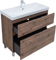 Тумба с раковиной Aquanet Алвита new 100 (Flat) напольная 2 ящ. цв.дуб веллингтон табак арт-00345672 — фото 10, Тумбы с раковиной