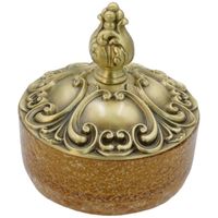 Товар: ELISABETTA Баночка низкая, H13 см. с крышкой, стекло/бронза 16990 - фото 2 ELISABETTA Баночка низкая, H13 см. с крышкой, стекло/бронза 16990 — фото 2, Органайзеры для ванной