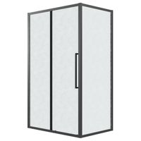 Душевое ограждение Grossman Cosmo 100.K33.02.100.21.02-200.K33.02.100.21.02 (100х100х195) раздвижная(левая),черный матовый,стекло шиншилла,2 места арт-120.K33.02.1010.21.02 — фото 1, Квадратные душевые уголки