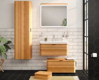 Nest Пенал с корзиной для белья 45 см левый цвет дерево VITRA арт-56187 — фото 1, Пеналы для ванной комнаты