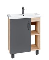 Тумба напольная "ФЛАЙ-60 см" дуб сонома/серая (ум.Фостер-60) арт-106002 — фото 1, Тумбы под раковину