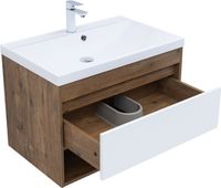 Тумба с раковиной Aquanet Тренд 75 цв. дуб рустикальный/белый сатин 00345810 — фото 4, Тумбы с раковиной