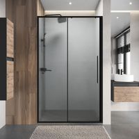 Дверь в нишу Niagara Nova NG-84-L13CHB (130х195) черный матовый,раздвижная влево,стекло шиншилла,1 место — фото 4, Раздвижные душевые двери