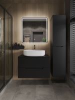 Orange Line тумба с раковиной подвесная 80 см, черный/белый арт-Li-80TubMDF+B04-600W — фото 5, Тумбы с раковиной