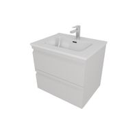 AQ77060-LG Комплект мебели: Тумба 60см ВЕГА с раковиной AQ0460-00, 2 ящика, цвет серый туман — фото 1, Тумбы с раковиной