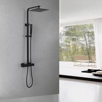 Душевая стойка ABBER Daheim AF8260BL с термостатом без излива, черная матовая — фото 2, Встраиваемые душевые комплекты