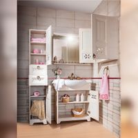 Зеркало с балюстрадой Бриклаер КАНТРИ 85, бежевый дуб прованс — фото 5, Зеркала в ванную комнату