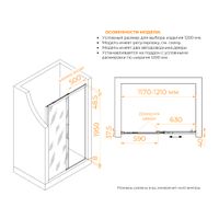 Душевая дверь RGW LE-12B 120x195, профиль черный, стекло прозрачное/6 мм, арт-34121212-14 — фото 8, Раздвижные душевые двери